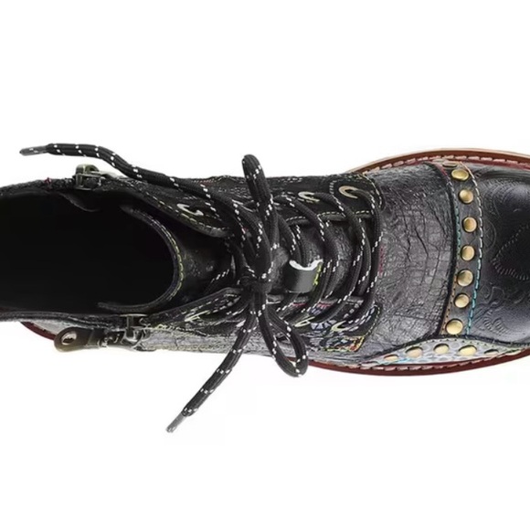 EUC L'Artiste by Spring Step Womens Rugup Leather Booties - Black Multi, Size 41 - Picture 4 of 9